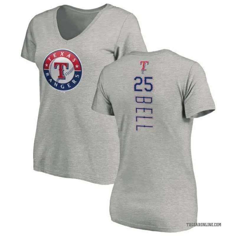 Buddy Bell Women's Ash Texas Rangers Backer Slim Fit T-Shirt -