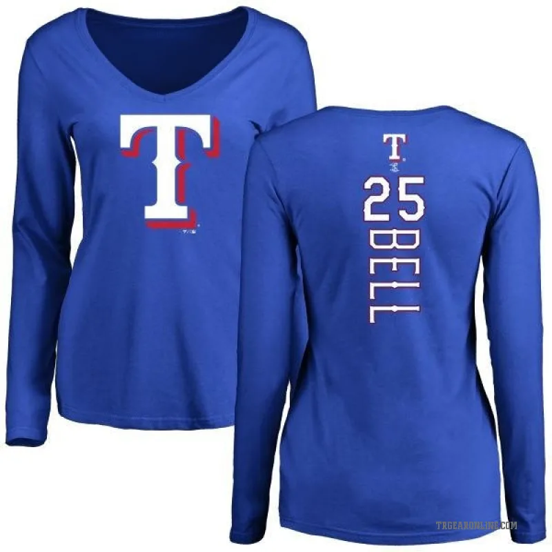 Buddy Bell Women's Royal Texas Rangers Backer Slim Fit Long Sleeve T-Shirt -