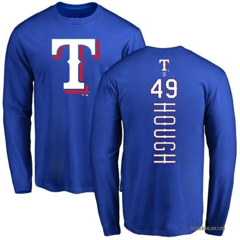 Charlie Hough Men's Royal Texas Rangers Backer Long Sleeve T-Shirt -