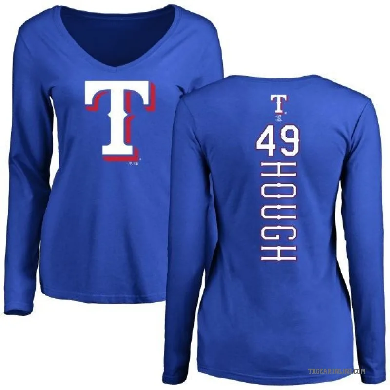 Charlie Hough Women's Royal Texas Rangers Backer Slim Fit Long Sleeve T-Shirt -