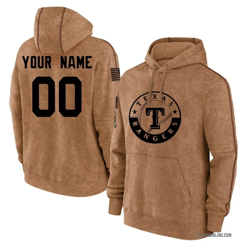 Custom Men's Brown Texas Rangers 2023 Salute to Service Club Pullover Hoodie