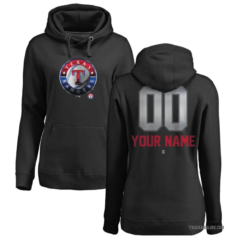 Custom Women's Black Texas Rangers Branded Midnight Mascot Pullover Hoodie -