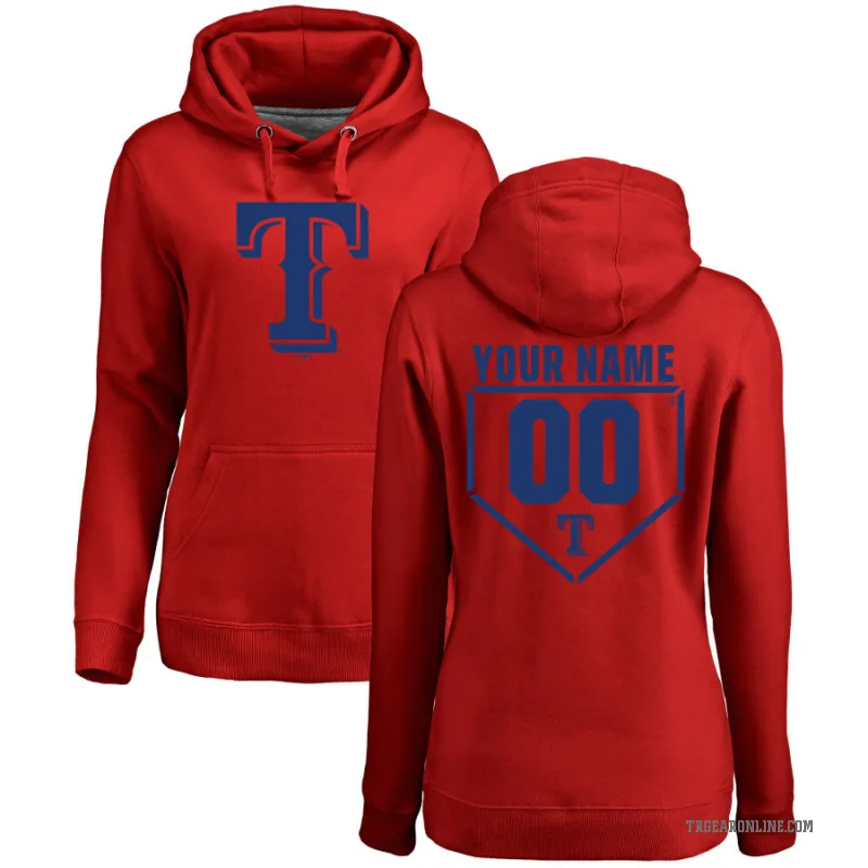 Custom Women's Red Texas Rangers Branded RBI Pullover Hoodie -