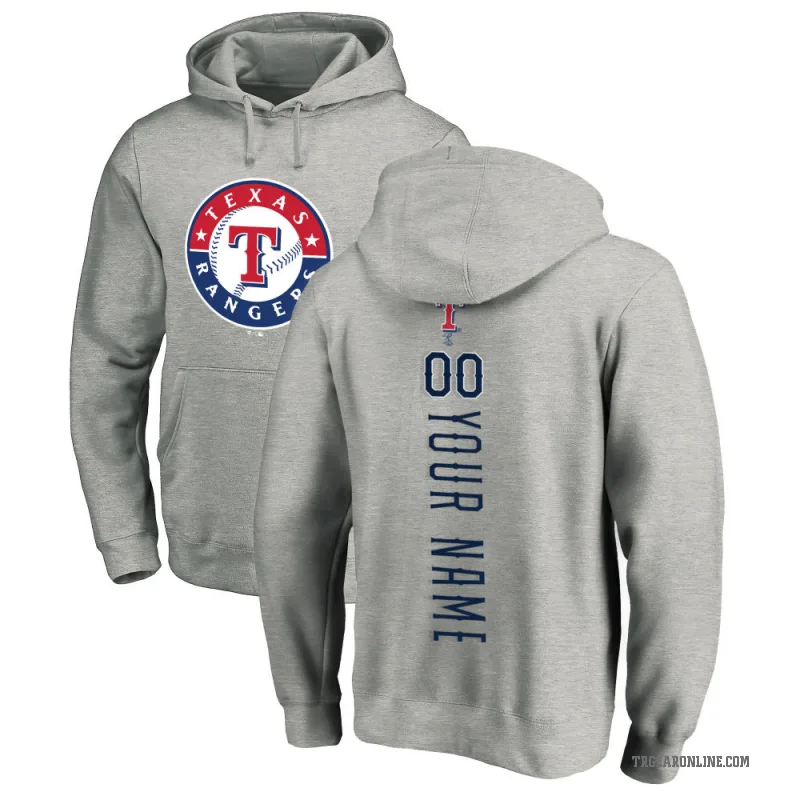 Custom Youth Texas Rangers Ash Backer Pullover Hoodie