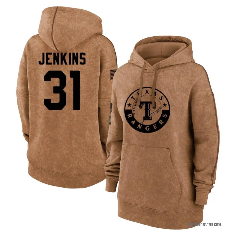 Ferguson Jenkins Women's Brown Texas Rangers 2023 Salute to Service Pullover Hoodie